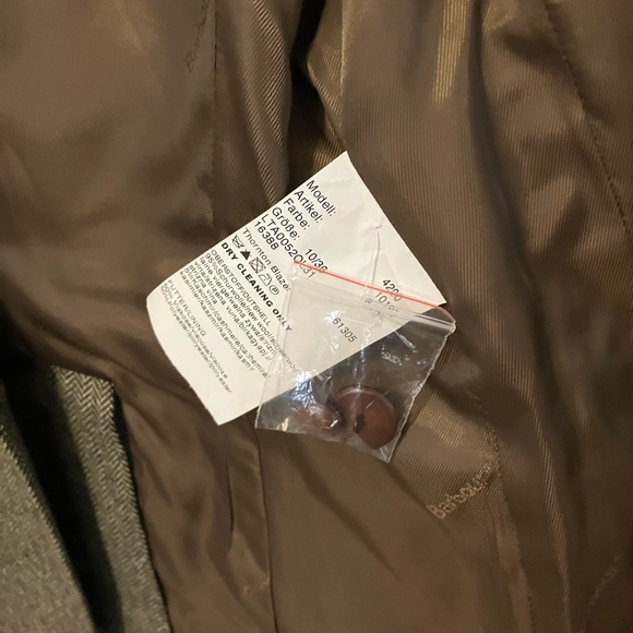 NWT Tweed Herringbone Green Wool Barbour Blazer Jacket - Picture 10 of 12